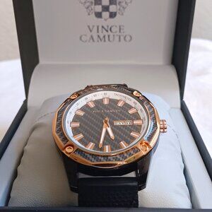 Vince Camuto Black Silicone Grey Dial Men's Watch, EUC